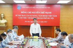 Tổng giám đốc BHXH Việt Nam Nguyễn Thế Mạnh làm việc với BHXH Hà Nội