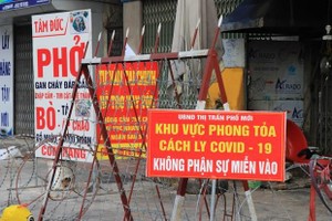 Khu vực bị phong tỏa tại tỉnh Bắc Ninh. (Ảnh: Thanh Thương/TTXVN).