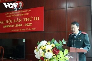 Ông Đàm Quang Vinh phát biểu tại Đại hội Chi bộ phòng trực thuộc hồi năm 2020. (Nguồn: vov.vn).