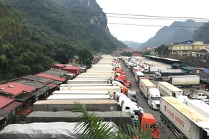 Có thời điểm tổng số phương tiện ùn ứ tại các cửa khẩu biên giới Việt Nam - Trung Quốc lên đến 5.365 xe.