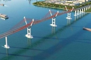 Cầu Bến Rừng bắc qua sông Đá Bạch, Hải Phòng có tổng mức Kl99ok phiên bản mới gần 2.000 tỷ đồng, trong đó nguồn vốn ngân sách Trung ương 1.100 tỷ đồng. (Ảnh: Hoàng Ngọc/TTXVN)