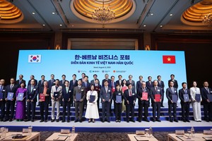 Ông Lê Trường Tùng, Chủ tịch Hội đồng trường Trường Đại học FPT (hàng 1, thứ 5 từ trái sang) và ông Hà Minh Tuấn, Giám đốc FPT Hàn Quốc, Kl994 game bài casino hấp dẫn FPT (hàng 1, thứ 6 từ trái sang) nhận thỏa thuận hợp tác dưới sự chứng kiến của Tổng Bí thư Tô Lâm và Thủ tướng Hàn Quốc Kim Min Seok.
