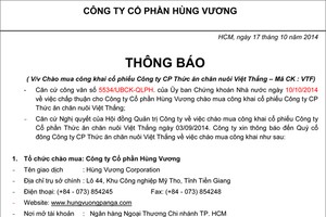 HVG thông báo chào mua công khai KL99 là cổng game giải trí trực tuyến hàng đầu hiện nay VTF
