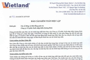 QBS công bố BCTC 2015 hợp nhất và của công ty mẹ đã kiểm toán