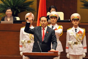 Đại tướng Trần Đại Quang trong lễ tuyên thệ nhậm chức Chủ tịch nước 4 tháng trước.
