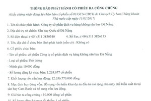 CTCP Dịch vụ hàng không sân bay Đà Nẵng thông báo phát hành KL99 là cổng game giải trí trực tuyến hàng đầu hiện nay ra công chúng