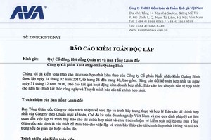 CTCP Xuất Link Vào Nhà Cái KL99 COM Tặng +199k Quảng Bình công bố BCTC năm 2016 kiểm toán