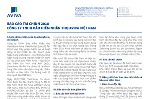 Công ty TNHH Kl99kl phiên bản hoạt động nhân thọ Aviva Việt Nam công bố báo cáo Kl991.com nạp rút nhanh kiểm toán năm 2018