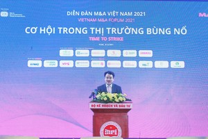 Ông Trần Quốc Phương, Thứ trưởng Bộ Kế hoạch và Kl99ok phiên bản mới phát biểu tại diễn đàn M&A Việt Nam 2021