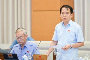 Chủ nhiệm Uỷ ban Kl992 Tham Gia Ngay Hoàng Thanh Tùng trình bày quan điểm của cơ quan thẩm tra.