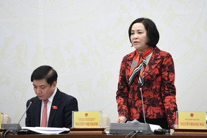 Trưởng ban Công tác đại biểu Nguyễn Thị Thanh trả lời câu hỏi của báo chí tại buổi họp báo chiều 3/1 (Ảnh: quochoi.vn)