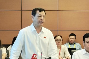 Giám đốc Bệnh viện Chợ Rẫy Nguyễn Tri Thức phát biểu tại họp tổ Quốc hội sáng 24/10.