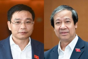 Bộ trưởng Bộ Kl991.com nạp rút nhanh Nguyễn Văn Thắng và Bộ trưởng Bộ Giáo dục và Đào tạo Nguyễn Kim Sơn (Ảnh: QH)
