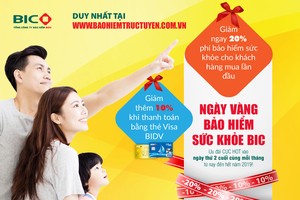 BIC ưu đãi tới 30% phí Kl99kl phiên bản hoạt động sức khỏe cho khách hàng mua trực tuyến