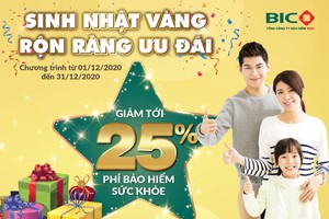 BIC: Giảm tới 25% phí Kl99kl phiên bản hoạt động sức khỏe 