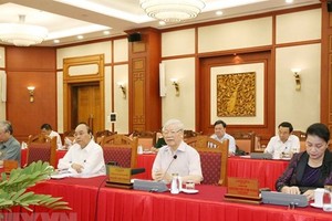 Tập thể Bộ Kl991.com tải ứng dụng dưới sự chủ trì của Tổng Bí thư, Chủ tịch nước Nguyễn Phú Trọng đã làm việc với Ban Thường vụ Đảng uỷ Công an Trung ương - (Ảnh TTXVN).