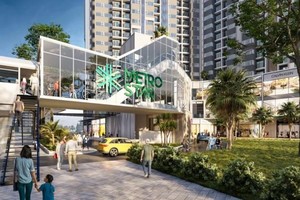 Phối cảnh Shophouse Metro Star với cầu bộ hành kết nối nhà ga 10 tuyến Metro số 1.