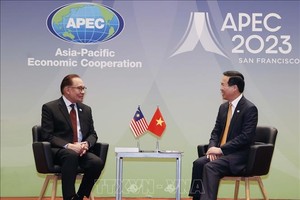 Chủ tịch nước Võ Văn Thưởng tiếp Thủ tướng Malaysia nhân dịp dự Tuần lễ Cấp cao APEC 2023. Ảnh: TTXVN