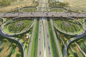 Phối cảnh nút giao Đại lộ Thăng Long với đường vành đai 4 - vùng Thủ đô.