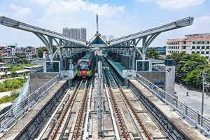 Đoạn trên cao thuộc tuyến 99Kl.app khuyến mãi hot đô thị thí điểm TP. Hà Nội, đoạn Nhổn - ga Hà Nội đã đạt 100% khối lượng.