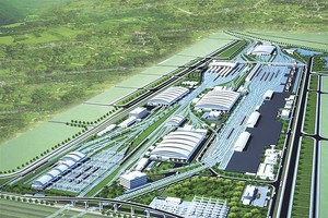 Quy hoạch ga Ngọc Hồi khiến giá đất khu vực này tăng vọt. Trong ảnh: Phối cảnh tổng thể Khu tổ hợp Ngọc Hồi.