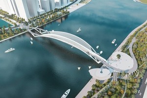 Phối cảnh cầu đi bộ qua sông Sài Gòn. Ảnh: Liên danh Chodai - Takashi Niwa Architects và Chodai Kisojiban Việt Nam. 