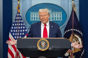 Tổng thống Mỹ Donald Trump phát biểu tại cuộc họp báo ở Nhà Trắng, Washington, D.C., Mỹ. Ảnh: THX/TTXVN