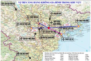 Vị trí Cảng hàng không quốc tế Gia Bình tại khu vực phía Bắc.