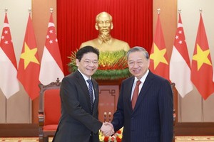Tổng Bí thư Tô Lâm tiếp Thủ tướng Singapore Lawrence Wong thăm chính thức Việt Nam. Ảnh: TTXVN
