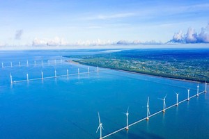 Dự án Điện gió Đông Hải 1 - Trà Vinh tại xã Đông Hải, huyện Duyên Hải, tỉnh Trà Vinh do Trungnam Trà Vinh 1 WP làm chủ Kl99ok phiên bản mới. Ảnh: TrungNam Group