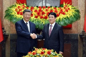 Chủ tịch nước Lương Cường và Tổng Bí thư, Chủ tịch nước Trung Quốc Tập Cận Bình. Ảnh: Đức Thanh 
