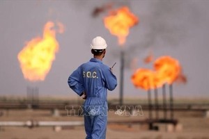 Công nhân làm việc tại nhà máy lọc dầu trên đảo Khark, Iran. Ảnh minh họa: IRNA/TTXVN