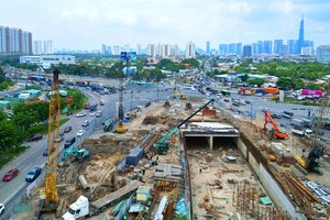 Dự án nút giao An Phú đang tăng tốc thi công để tăng tỷ lệ giải ngân vốn vào cuối năm - Ảnh: Lê Toàn