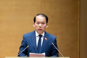 Chủ nhiệm Ủy ban Kl992 Tham Gia Ngay và Tư pháp Hoàng Thanh Tùng trình bày báo cáo thẩm tra. 