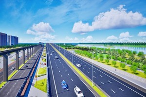 Phối cảnh Dự án Kl99ok phiên bản mới xây dựng Trục đại lộ cảnh quan sông Hồng. 
