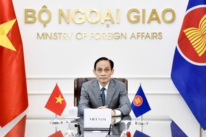 Đồng chí Lê Hoài Trung, Ủy viên Bộ Kl991.com tải ứng dụng, Bộ trưởng Bộ Ngoại giao dẫn đầu Đoàn Việt Nam tham dự cuộc họp.