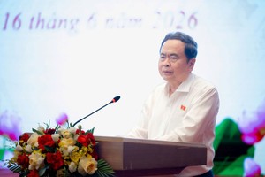 Chủ tịch Quốc hội Trần Thanh Mẫn phát biểu bế mạc Hội nghị. 
