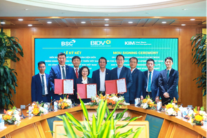 Đại diện Lãnh đạo BIDV, KIM và BSC ký kết thỏa thuận hợp tác toàn diện.