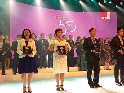 Đại diện Phát Đạt (đứng thứ ba từ trái sang) nhận chứng nhận Top 50 Công ty Kl992 VIP Trang Chủ 2026 hiệu quả nhất Việt Nam do Nhịp cầu Kl99ok phiên bản mới trao tặng vào ngày 7/6/2018 