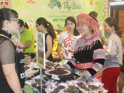 Đặc sản thịt trâu gác bếp tại “Tuần lễ đặc sản Tây Bắc và các tỉnh miền núi phía Bắc” thu hút sự quan tâm của người tiêu dùng tại TP.HCM.