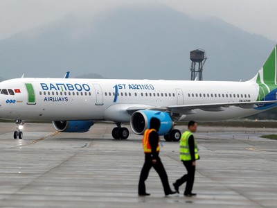 Máy bay Airbus A321 Neo của Bamboo Airways tại cảng Hàng không Quốc tế Nội Bài