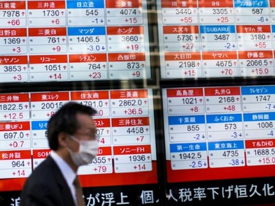 Chỉ số Nikkei 225 của Nhật Bản tăng 0,49% trong khi chỉ số Topix sụt giảm 0,23%. Ảnh: AFP