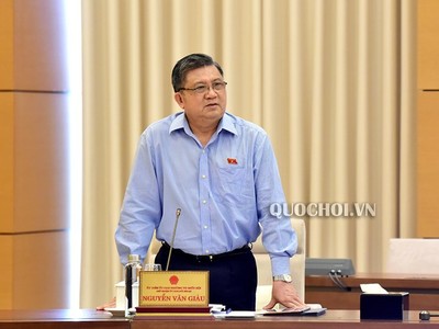 Chủ nhiệm Ủy ban Đối ngoại Nguyễn Văn Giàu phát biểu tại phiên họp.