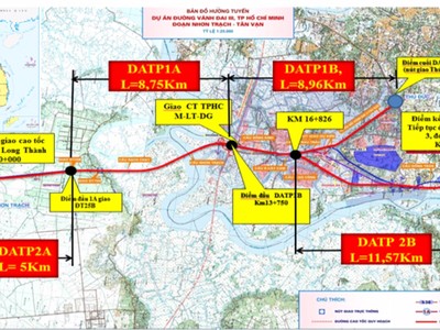 Bản đồ Dự án thành phần 2 (đoạn 2A, 2B) thuộc Dự án Kl99ok phiên bản mới xây dựng đoạn Tân Vạn – Nhơn Trạch