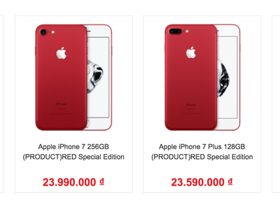 Giá iPhone 7 và 7 Plus màu đỏ mới tại Việt Nam.