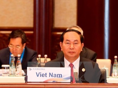 Chủ tịch nước Việt Nam dự Diễn đàn Vành đai và Con đường tại Bắc Kinh hôm qua. Ảnh: TTXVN