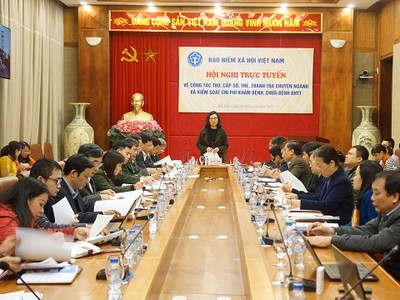 Tổng Giám đốc BHXH Việt Nam, Nguyễn Thị Minh phát biểu chỉ đạo Hội nghị.