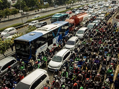 Cảnh tắc đường ở thủ đô Jakarta, Indonesia. Ảnh: Jakarta Post.