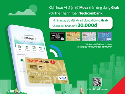 Ví điện tử Moca trên ứng dụng Grab liên kết với Techcombank
