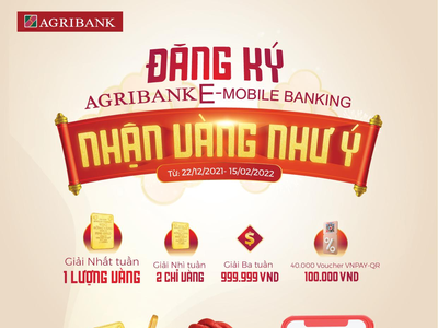 “Nhận vàng Như ý” khi mở tài khoản trực tuyến, đăng ký và sử dụng ứng dụng Agribank E-Mobile Banking
